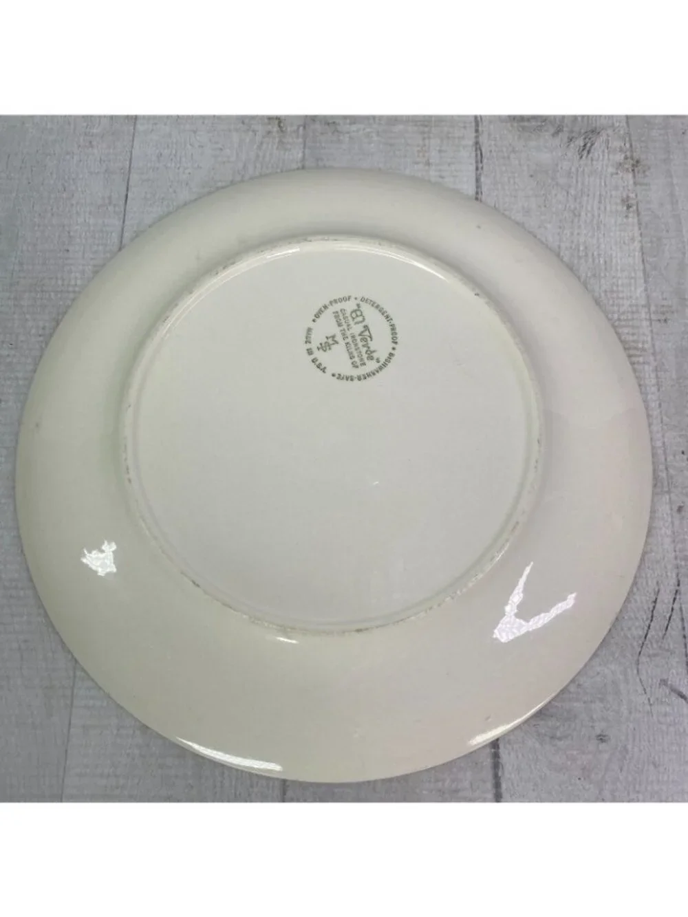 Vintage Max Schonfeld EL VERDE Green Swirl Spiral Ironstone Dinner Plates Set 5